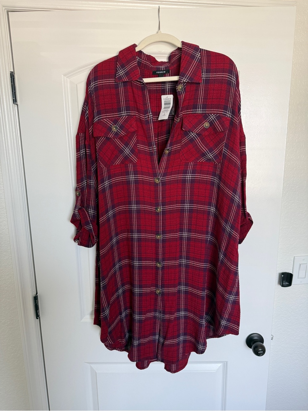 Torrid Plaid Button-Front Tunic Shacket